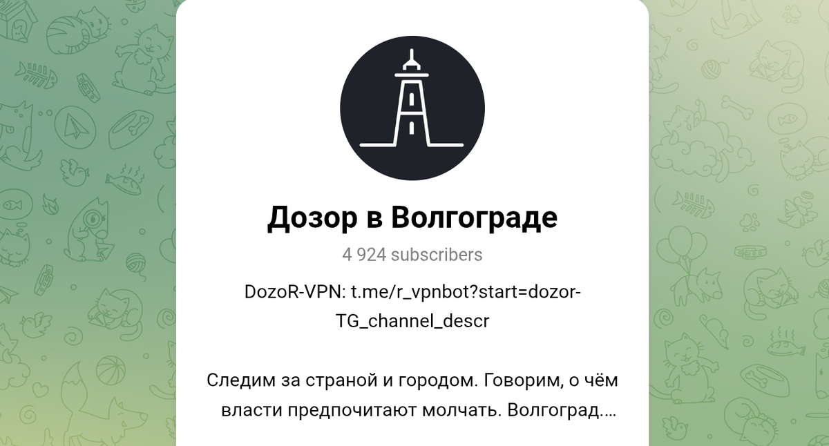 Описание канала проекта "Дозор в Волгограде"*. Скриншот Telegram