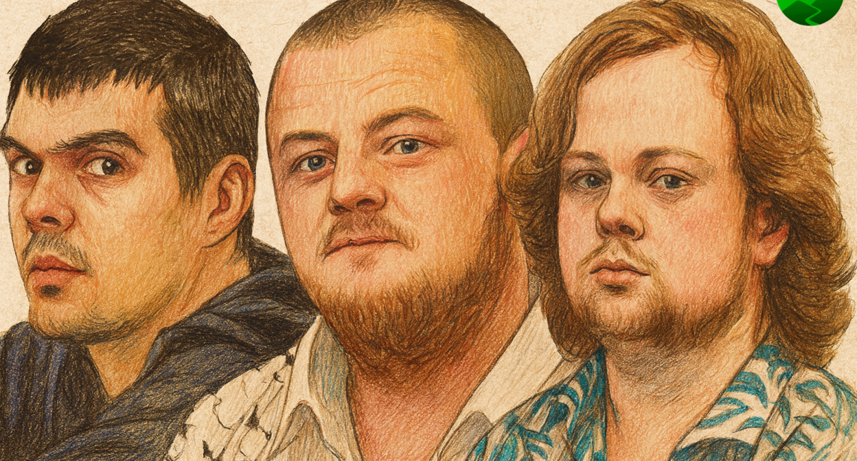 Антон Чечин, Сергей Кухарчук, Артем Грибуль. Иллюстрация создана "Кавказским узлом" с помощью ИИ.