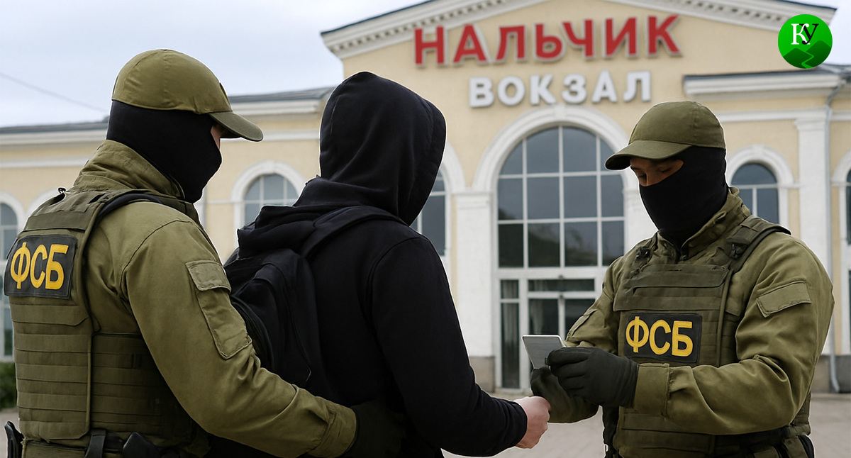 Задержание у вокзала. Иллюстрация создана «Кавказским узлом» с помощью ИИ в программе Copilot