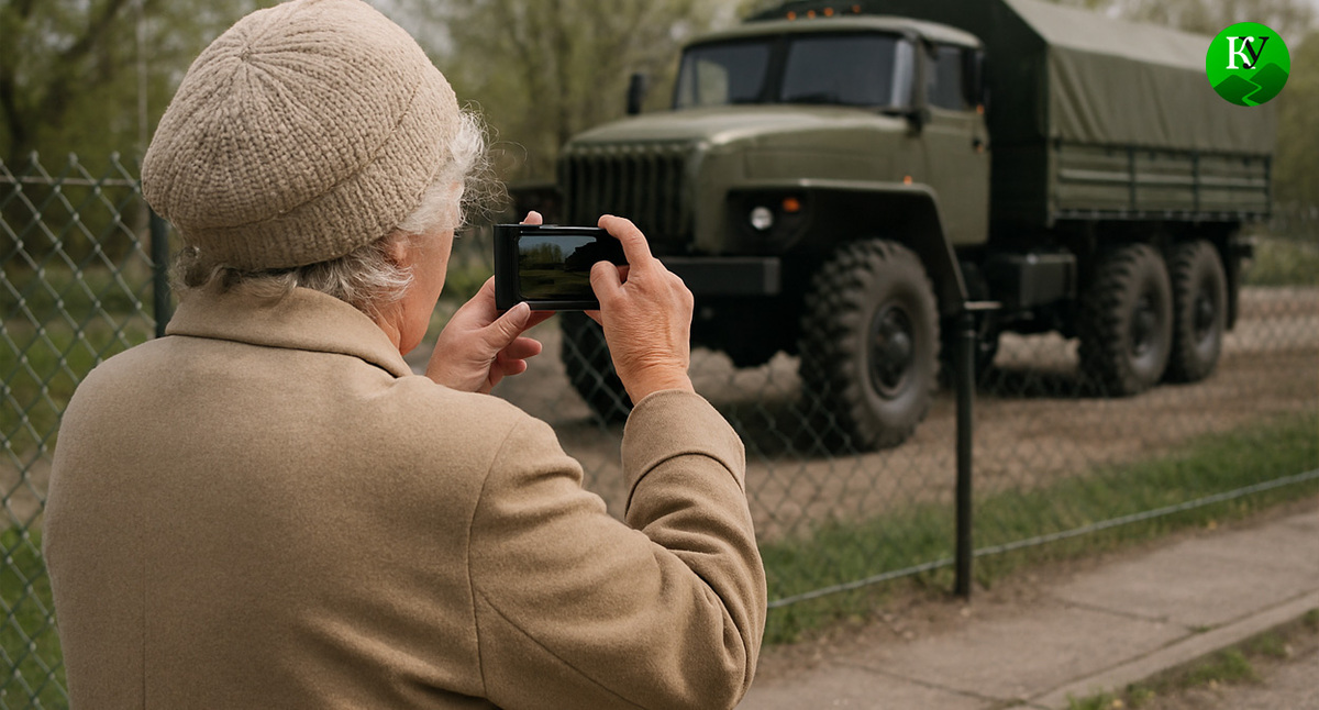 Пенсионерка фотографирует военную технику. Иллюстрация создана «Кавказским узлом» с помощью ИИ в программе Copilot Пенсионерка фотографирует военную технику. Иллюстрация создана «Кавказским узлом» с помощью ИИ в программе Copilot
