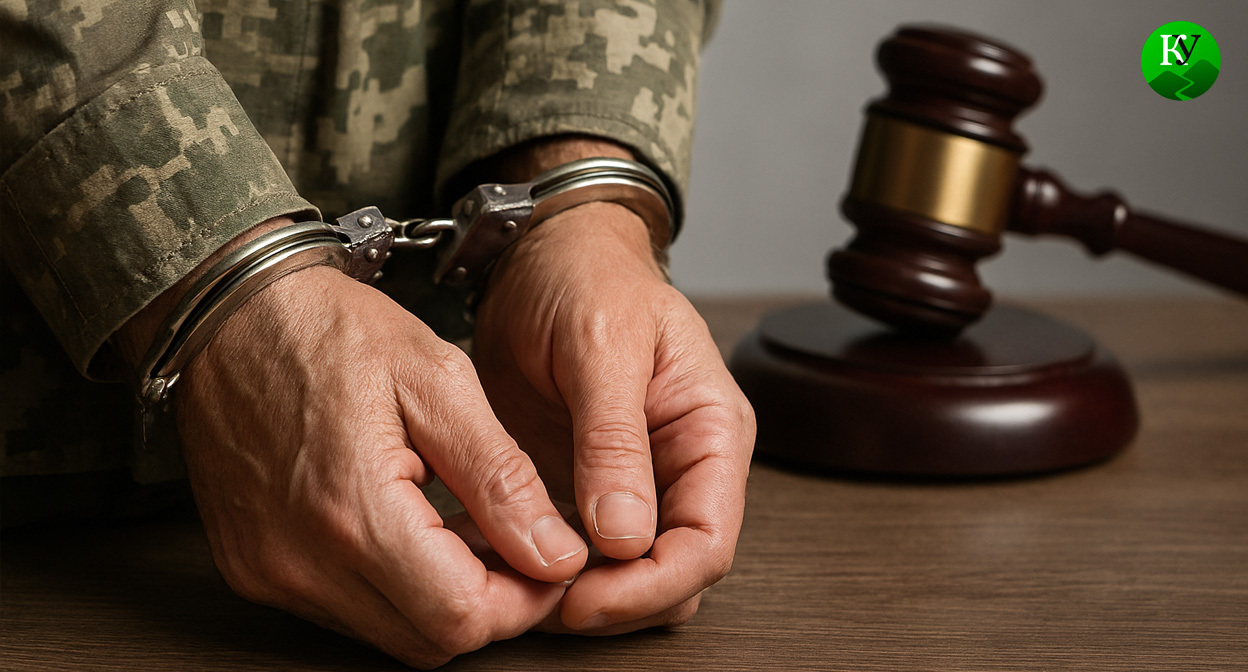 Военный в суде. Иллюстрация создана «Кавказским узлом» с помощью ИИ в программе Copilot