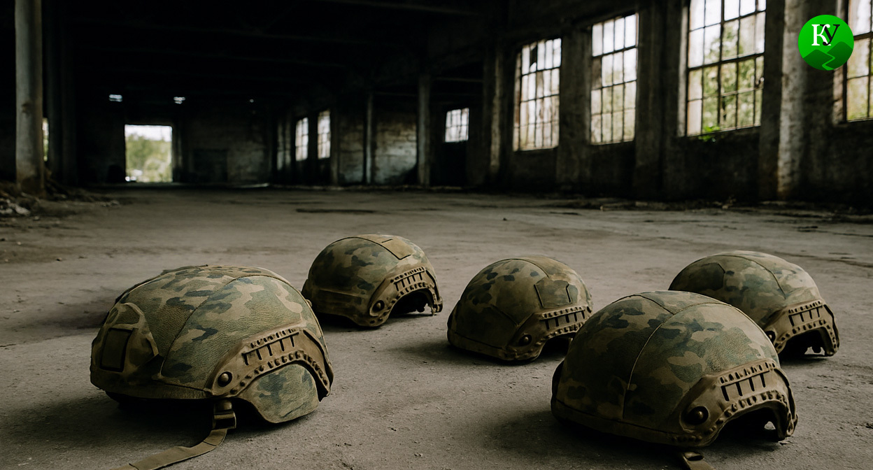 Каски военных. Иллюстрация создана «Кавказским узлом» с помощью ИИ в программе Copilot