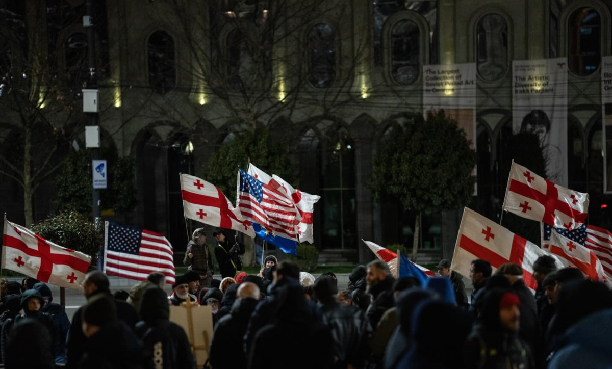 Стоп-кадр: "Сторонники евроинтеграции 462-й день подряд вышли на акцию к парламенту Грузии. Фото: Publika / Facebook"