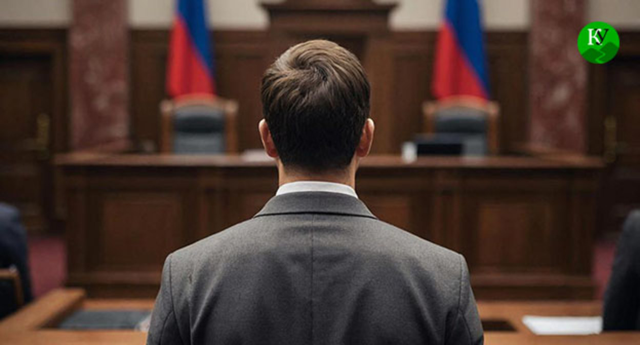 Мужчина в зале суда. Иллюстрация создана "Кавказским узлом" при помощи ИИ в программе Copilot