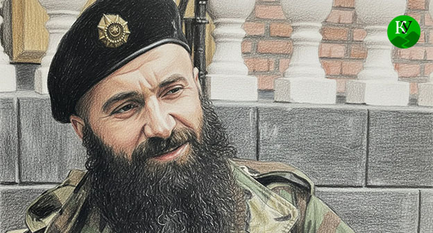 Шамиль Басаев. Иллюстрация создана "Кавказским узлом" при помощи ИИ в программе Copilot