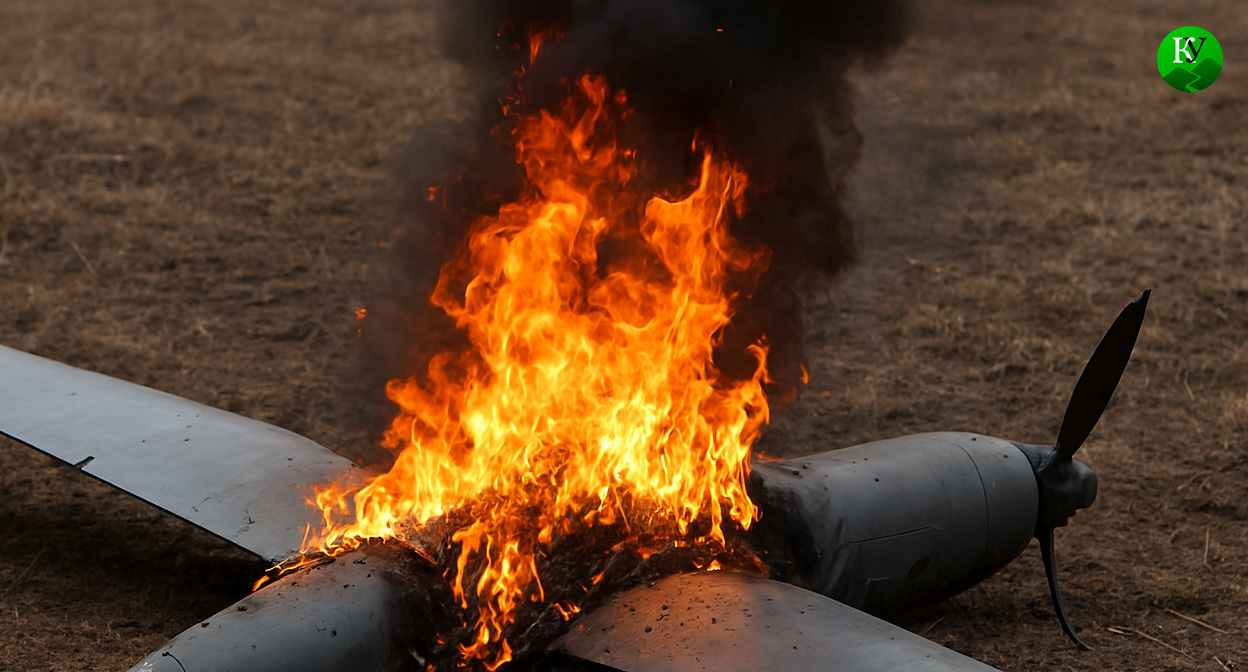 Обломки БПЛА. Иллюстрация создана «Кавказским узлом» с помощью ИИ в программе Copilot