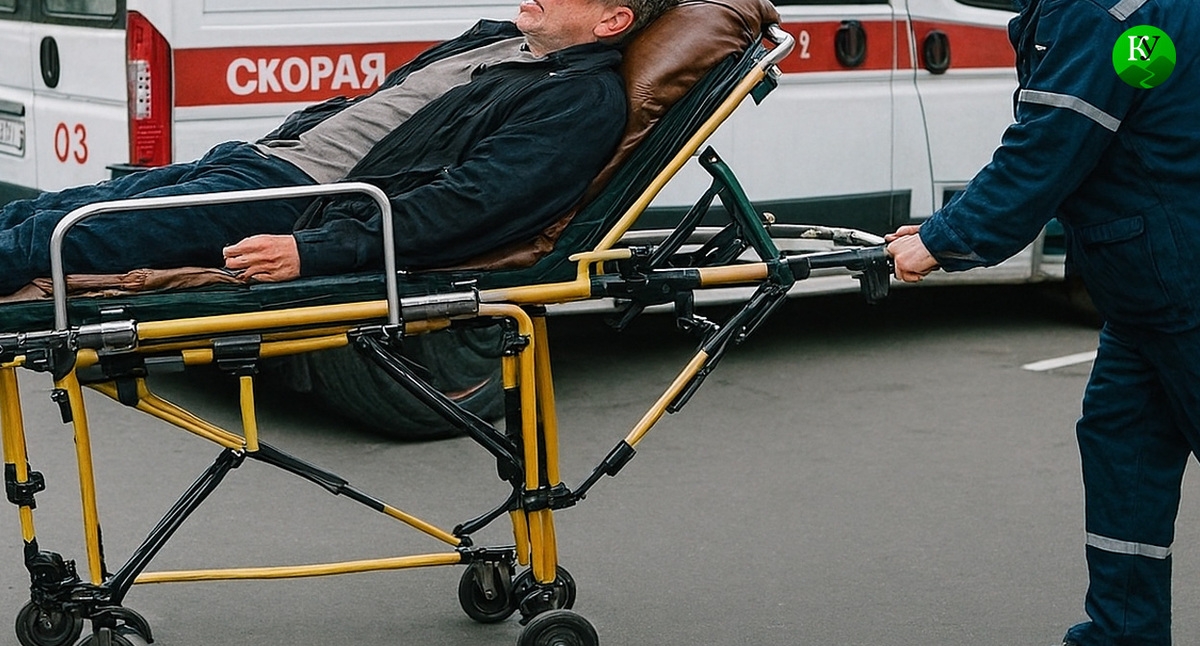 Мужчина и медики. Иллюстрация создана «Кавказским узлом» с помощью ИИ в программе Copilot