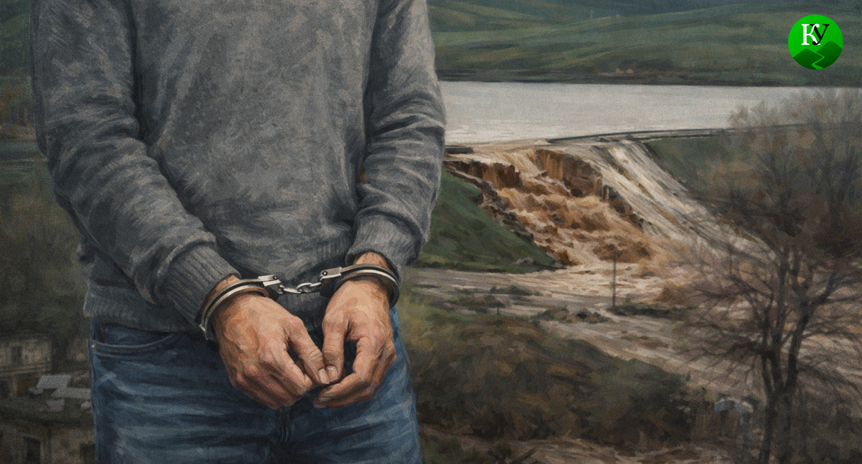 Задержанный на фоне прорыва платины. Иллюстрация создана «Кавказским узлом» с помощью ИИ в программе Copilot