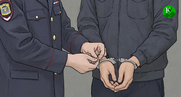 Сотрудник полиции надевает наручники на мужчину. Иллюстрация создана "Кавказским узлом" при помощи ИИ в программе Copilot Сотрудник полиции надевает наручники на мужчину. Иллюстрация создана "Кавказским узлом" при помощи ИИ в программе Copilot