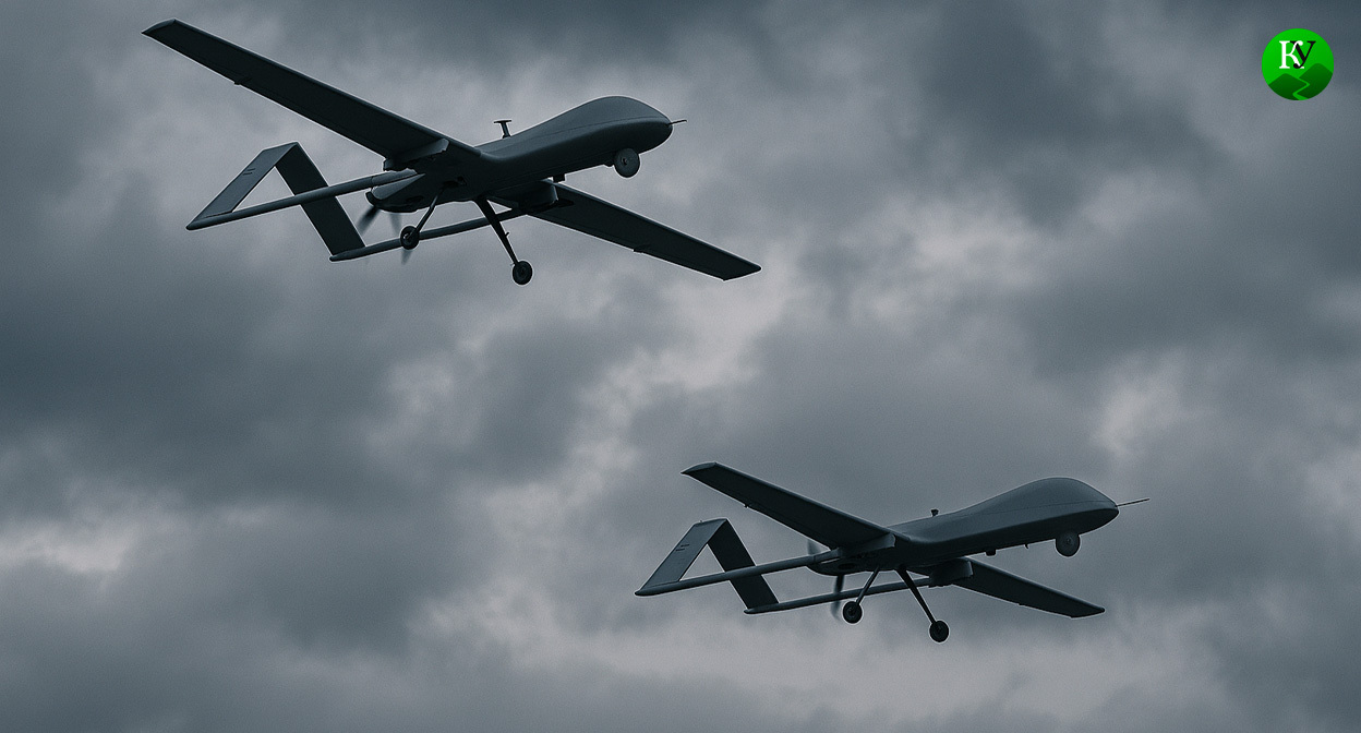 БПЛА в небе. Иллюстрация создана «Кавказским узлом» с помощью ИИ в программе Copilot