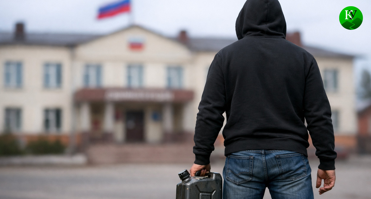 Мужчина с канистрой. Иллюстрация создана «Кавказским узлом» с помощью ИИ в программе Copilot