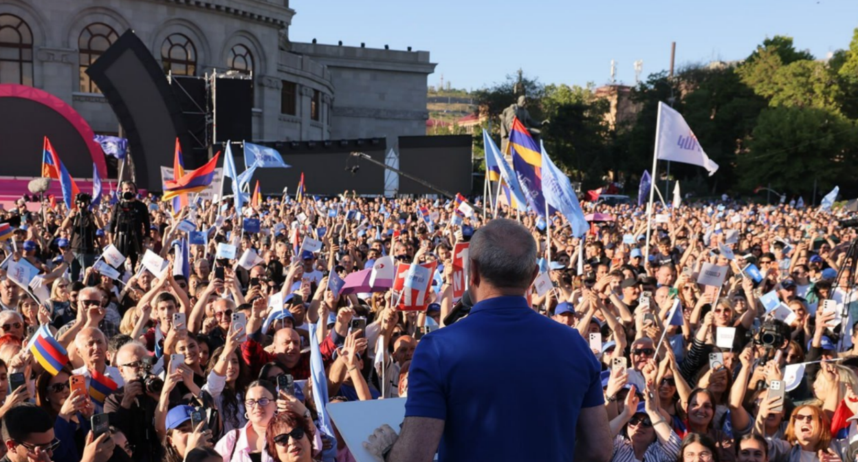 Кочарян на митинге в Ереване. Скриншот фото Armenia Today от 31.05.26, https://t.me/armtoday/103113.