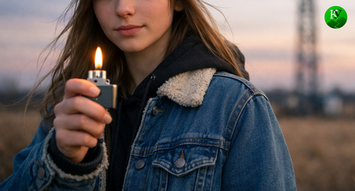 Девушка с зажигалкой. Иллюстрация создана «Кавказским узлом» с помощью ИИ в программе Copilot