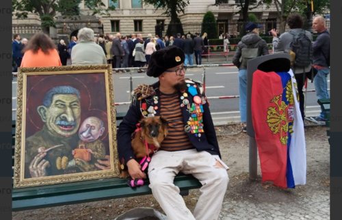 Акция у посольства РФ в Берлине 12 июня 2026 года. Скриншот фото  https://t.me/SemyonSkrepe.tsky/2451