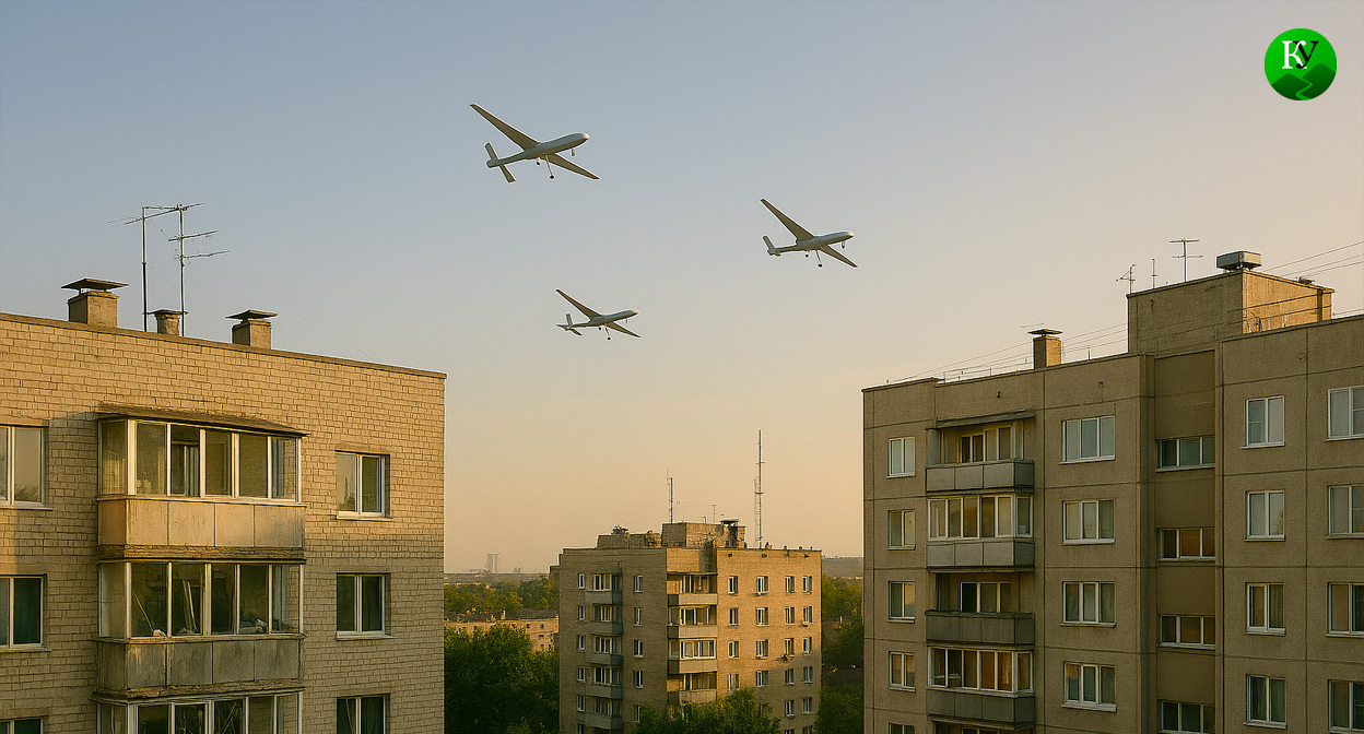 БПЛА над городом. Иллюстрация создана «Кавказским узлом» с помощью ИИ в программе Copilot БПЛА над городом. Иллюстрация создана «Кавказским узлом» с помощью ИИ в программе Copilot