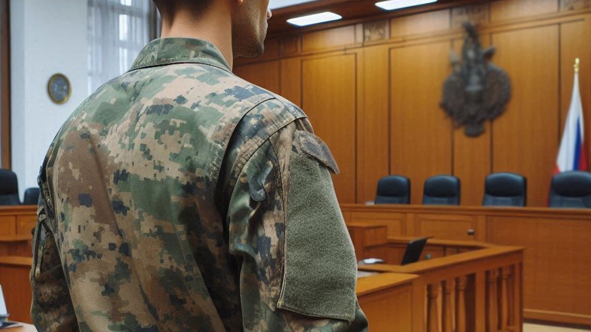 Военнослужащий в зале суда. Иллюстрация создана "Кавказским узлом" при помощи ИИ в программе Copilot Военнослужащий в зале суда. Иллюстрация создана "Кавказским узлом" при помощи ИИ в программе Copilot