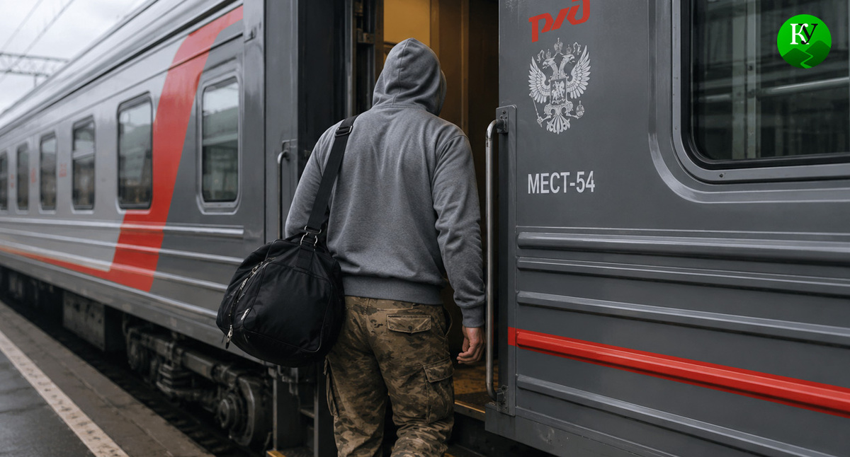 Военный у поезда. Иллюстрация создана «Кавказским узлом» с помощью ИИ в программе Copilot
