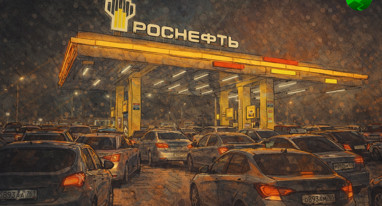 Ночная очередь на АЗС. Иллюстрация создана "Кавказским узлом" с помощью ИИ в программе Copilot