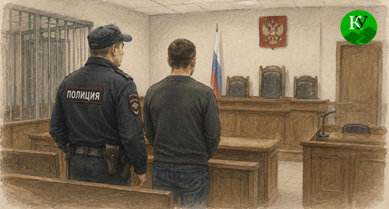 Мужчина в зале суда. Иллюстрация создана "Кавказским узлом" при помощи ИИ в программе Copilot