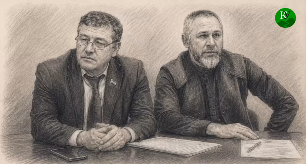 Халид Накаев (слева) и Исмаил Денильханов. Иллюстрация создана "Кавказским узлом" при помощи ИИ в программе Copilot