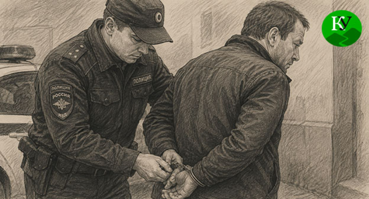 Сотрудник полиции арестовывает мужчину. Иллюстрация создана "Кавказским узлом" при помощи ИИ в программе Copilot Сотрудник полиции арестовывает мужчину. Иллюстрация создана "Кавказским узлом" при помощи ИИ в программе Copilot