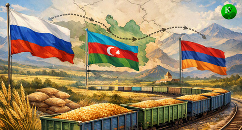 Поставка зерна. Иллюстрация создана «Кавказским узлом» с помощью ИИ в программе Copilot