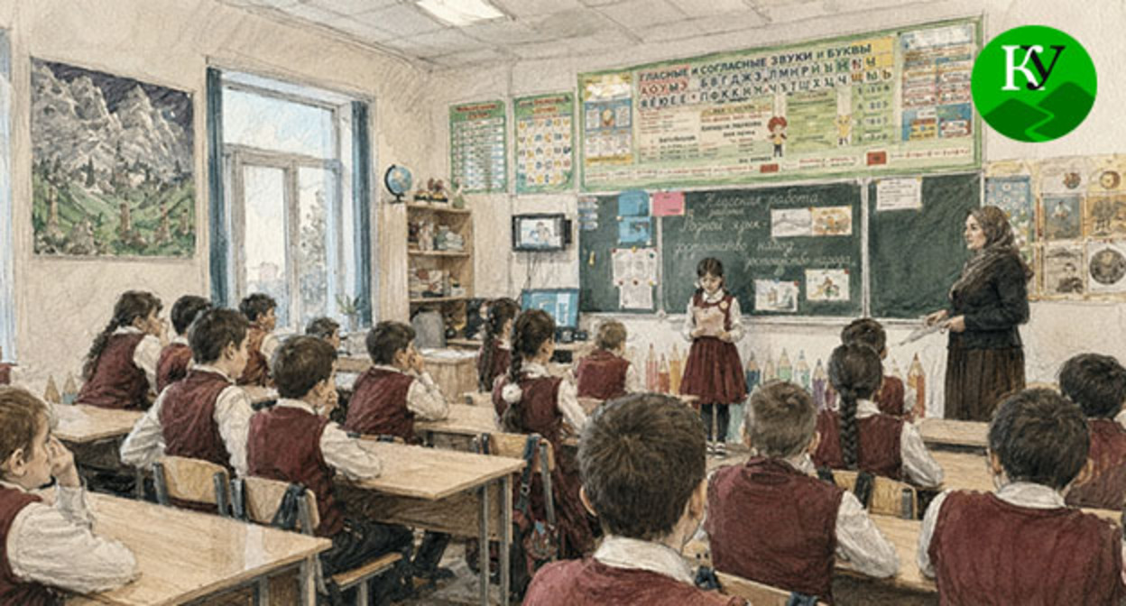 Школьный класс. Иллюстрация создана "Кавказским узлом при помощи ИИ в программе Copilot