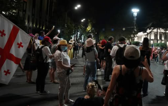 Акция протеста у парламента Грузии. Скриншот фото Publika, https://www.facebook.com/photo/?fbid=1537809054285306&set=a.715406393192247.