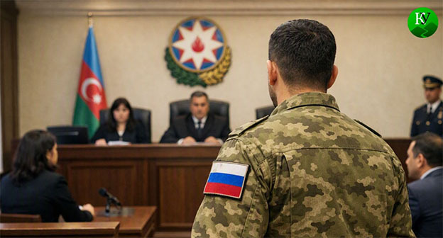 Военный в зале суда. Иллюстрация создана "Кавказским узлом" при помощи ИИ в программе Copilot