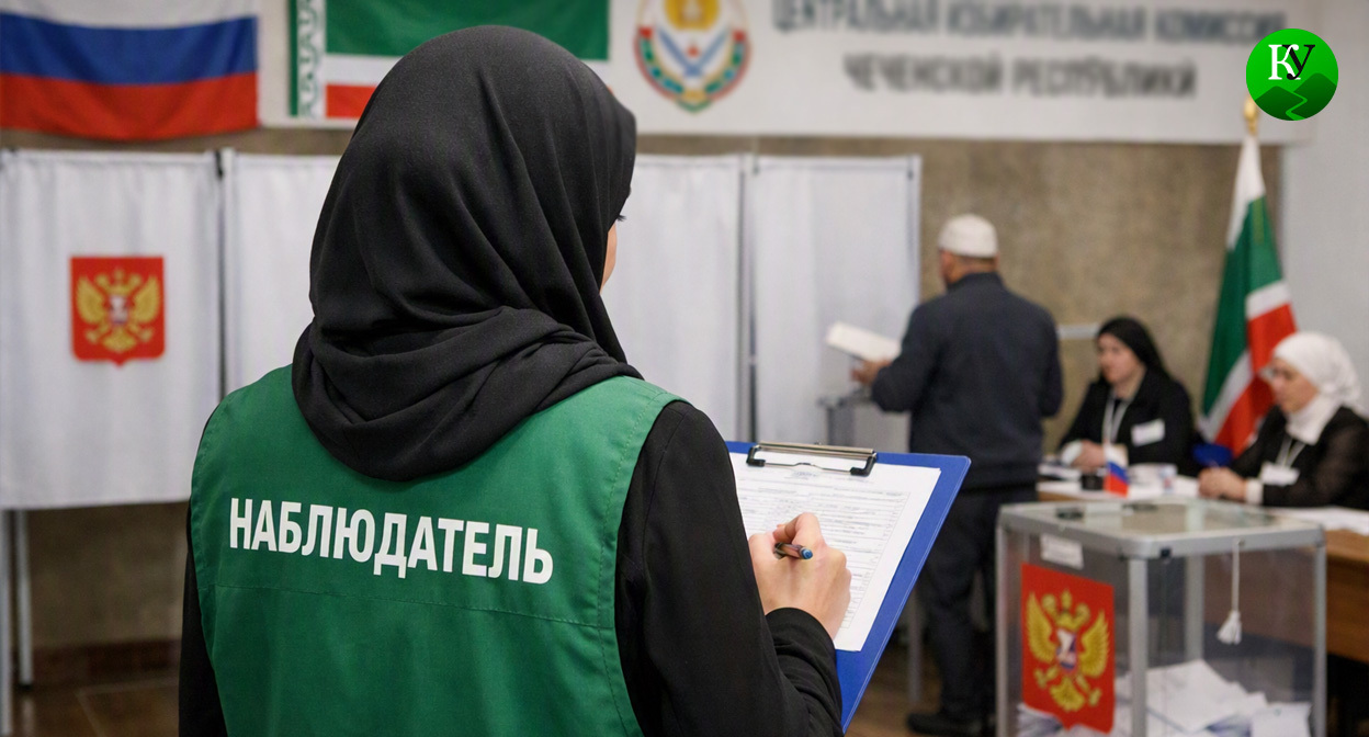 Наблюдатель на выборах. Иллюстрация создана «Кавказским узлом» с помощью ИИ в программе Copilot