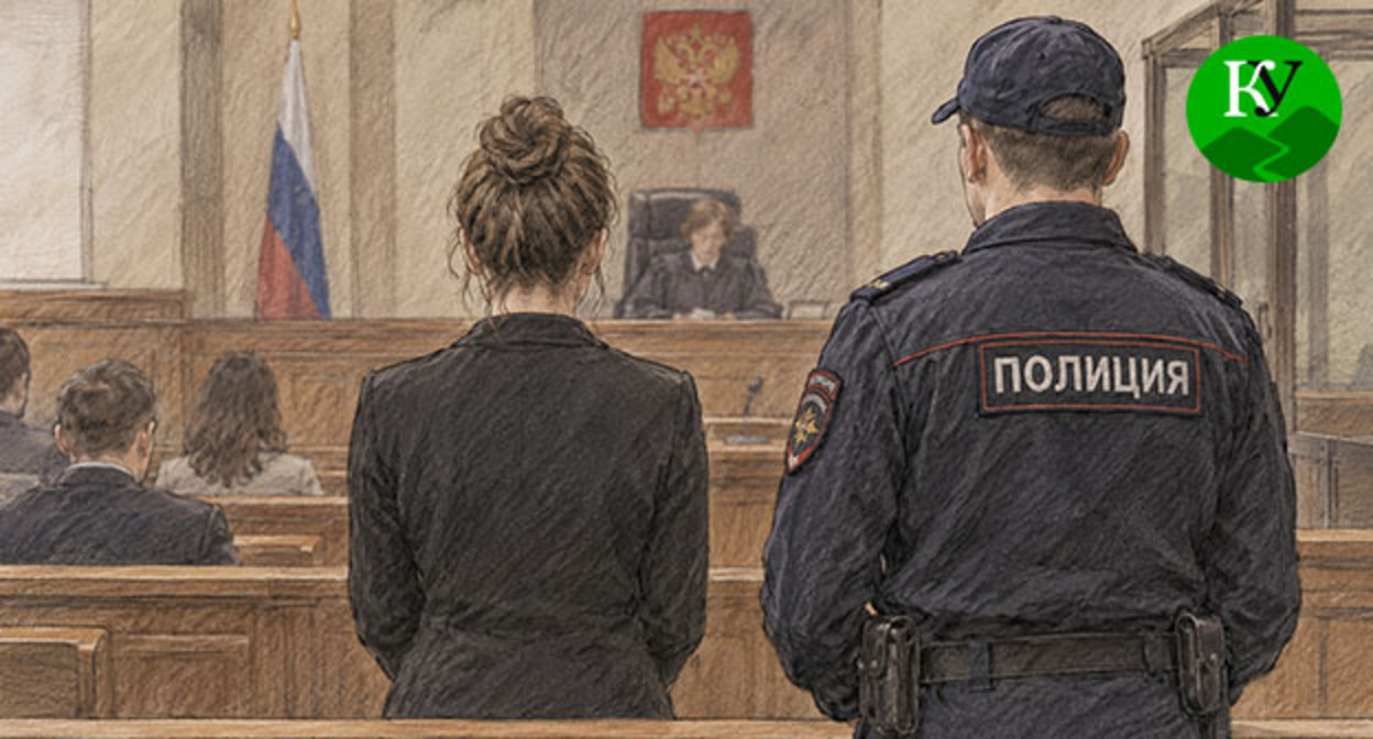 Женщина в зале суда. Иллюстрация создана "Кавказским узлом" при помощи ИИ в программе Copilot
