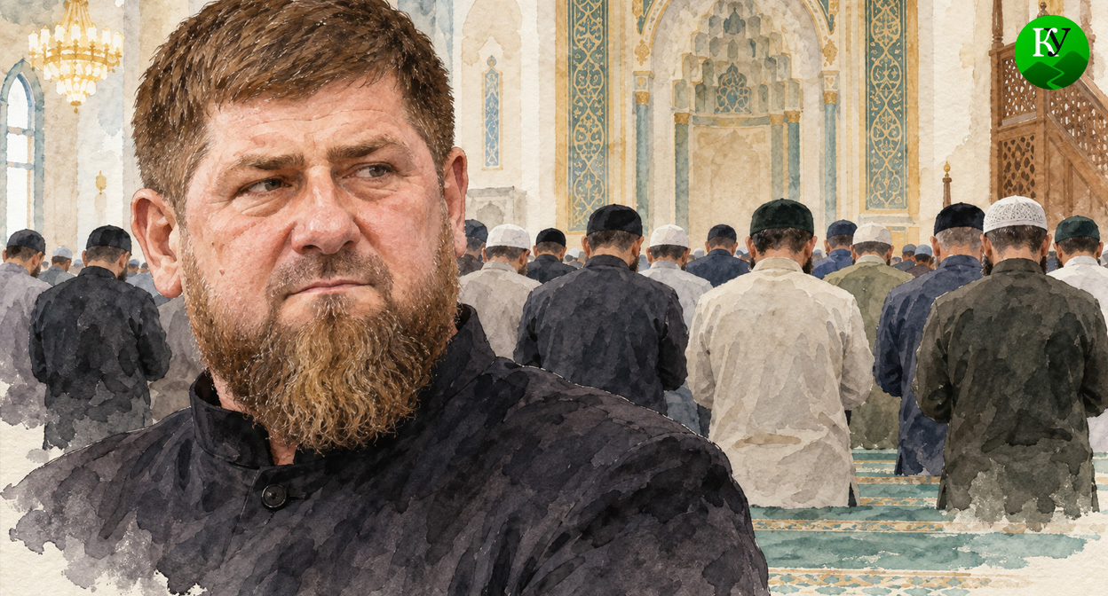 Кадыров и мечеть. Иллюстрация создана «Кавказским узлом» с помощью ИИ в программе Copilot Кадыров и мечеть. Иллюстрация создана «Кавказским узлом» с помощью ИИ в программе Copilot