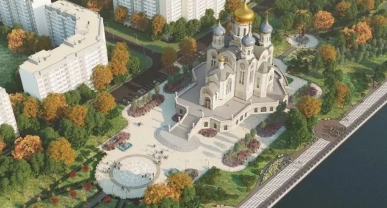 Проект храма в микрорайоне Юбилейный. Фото предоставлено "Кавказскому узлу" активистами. Проект храма в микрорайоне Юбилейный. Фото предоставлено "Кавказскому узлу" активистами.