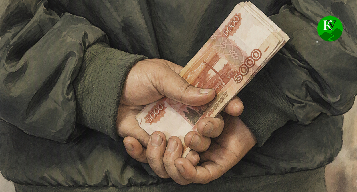 Зарплата. Иллюстрация создана "Кавказским узлом" при помощи ИИ в программе Copilot